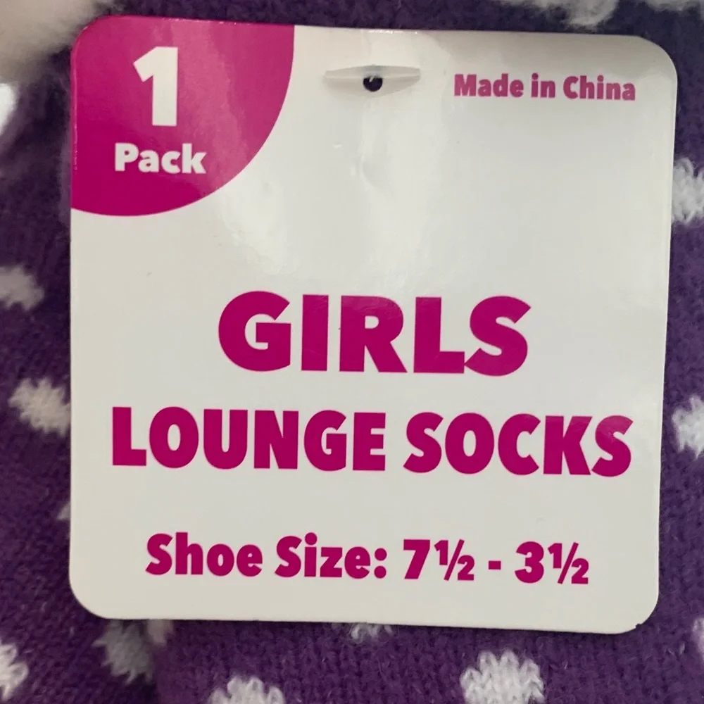3 for $12 🔥 Girls' Orange and Purple Fox Lounge Socks Size 7 1/2 - 3 1/2